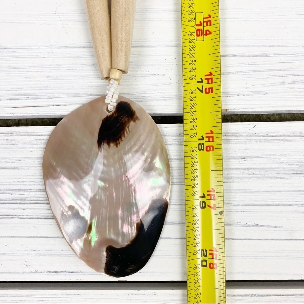 Bohemian Style Boho Wood Shell Statement Necklace